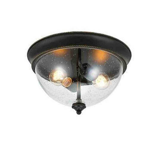 2-Light 13 in. Bronze Flush Mount Ceiling Light