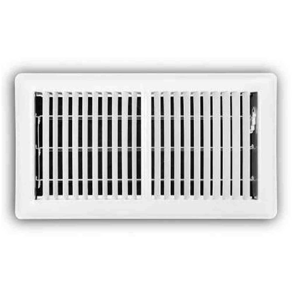 6 in. X 12 in. 2-Way Steel Floor Register in White