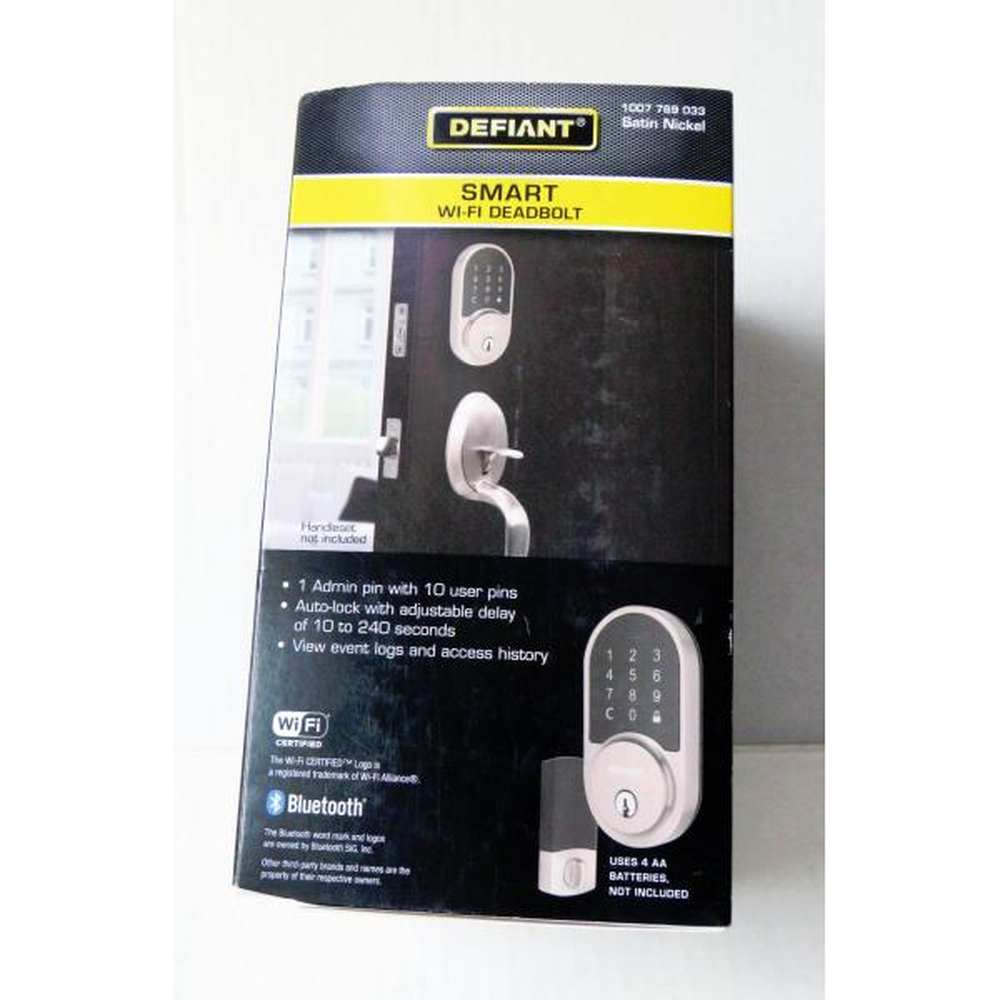 Defiant Round Satin Nickel Smart Wi-Fi Deadbolt Powered by Hubspace