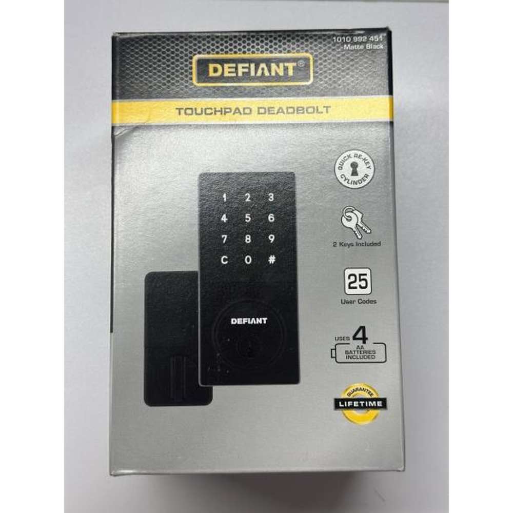 (Sealed) DEFIANT Deadbolt Lock, Electronic & Touchpad - Matte Black