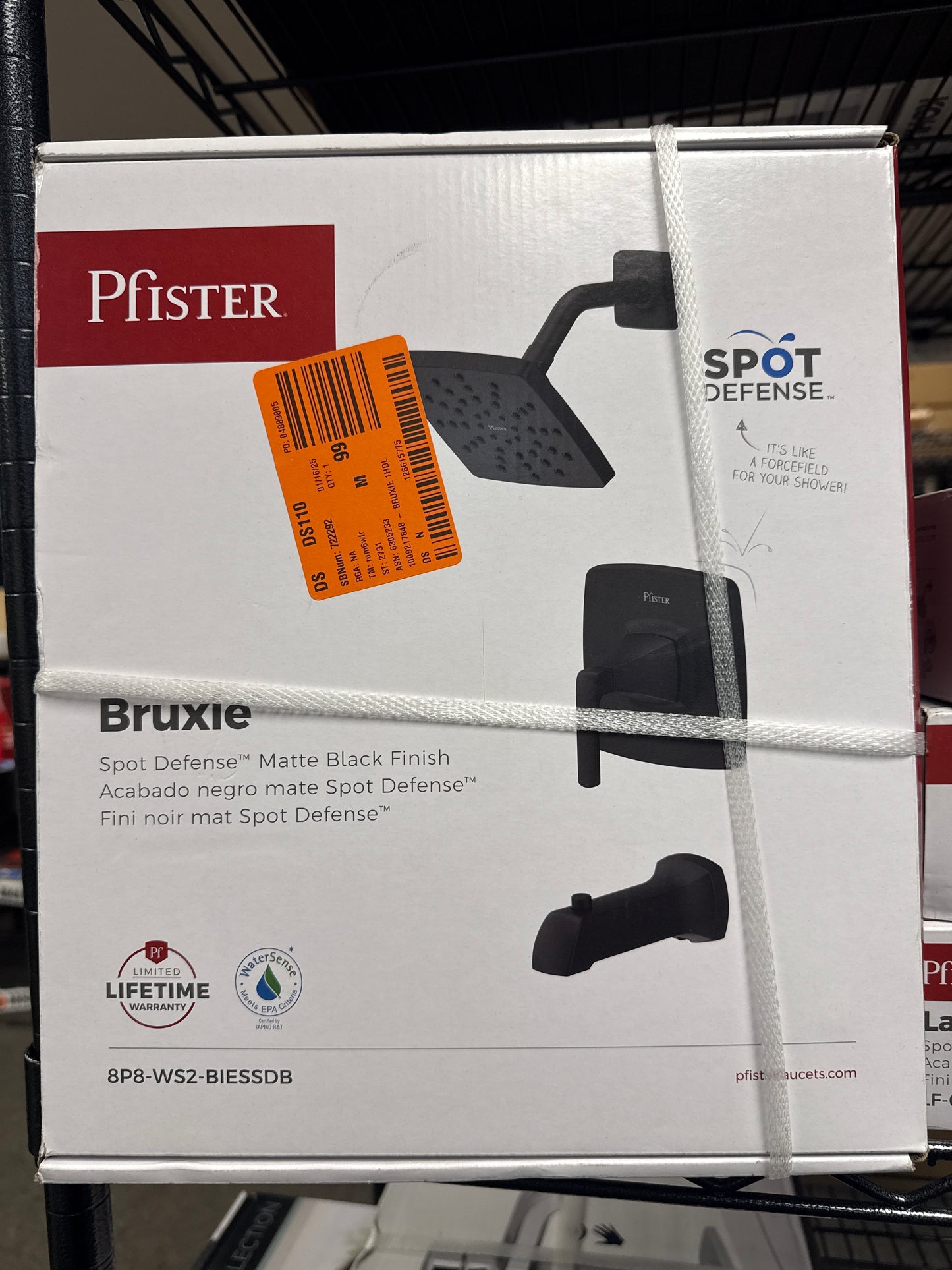 Pfister Bruxie 1-Handle 1-Spray Tub and Shower Faucet in Spot Defense Matte Black (Valve Included)