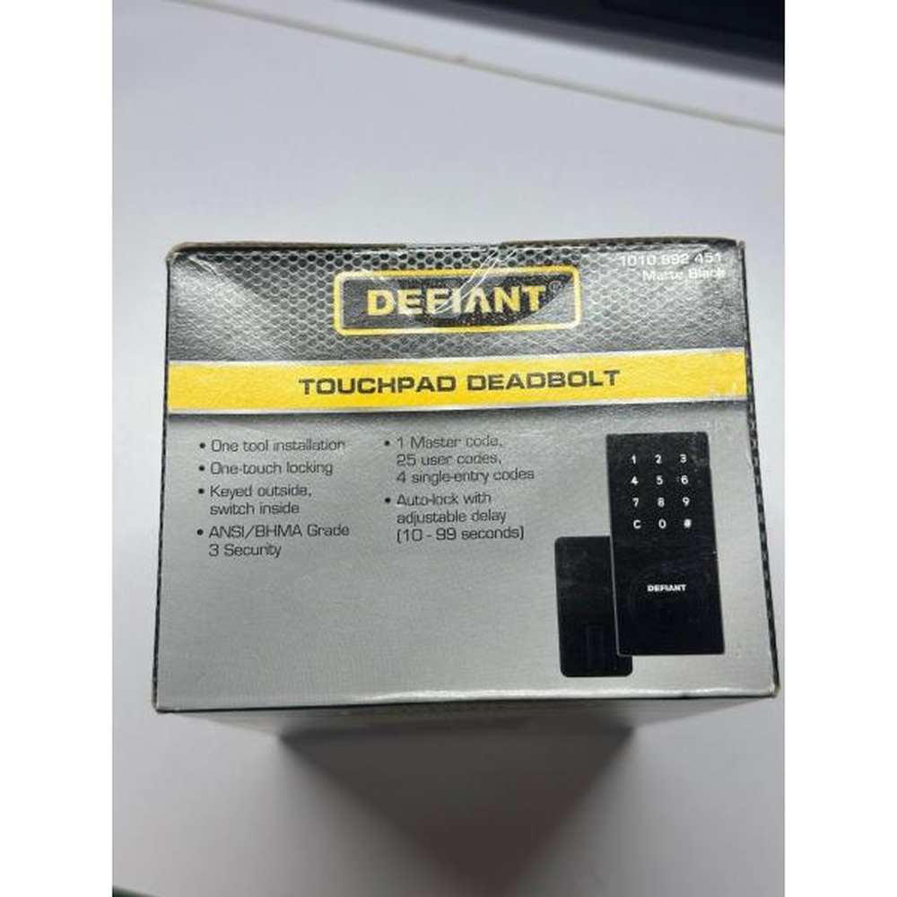 (Sealed) DEFIANT Deadbolt Lock, Electronic & Touchpad - Matte Black