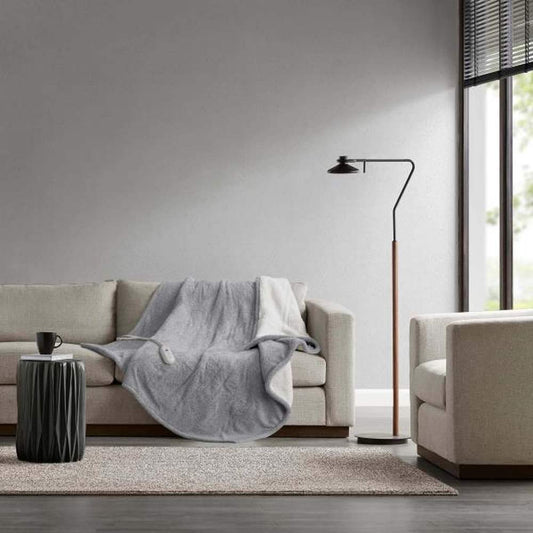Amira Dream Soft Heated Throw, Grey, SI54-0065 50 X 60 X 0.25 in.