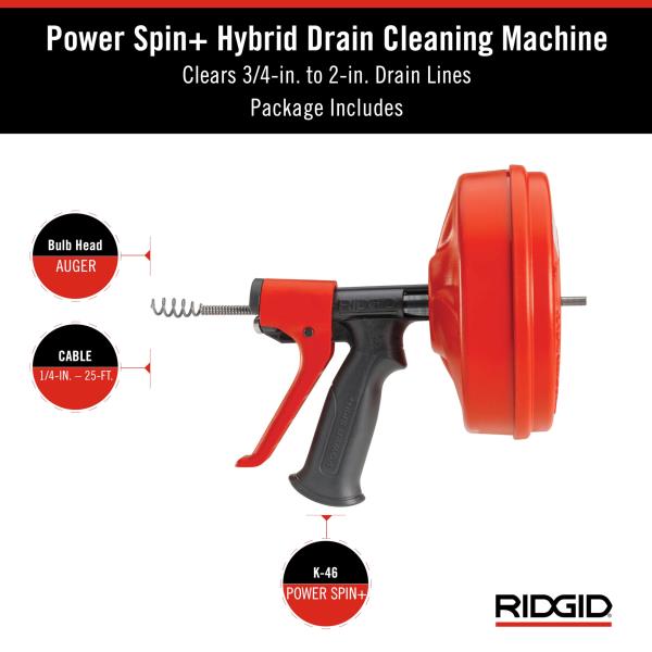 Ridgid 57043 POWER SPIN+ Power Spinner Drain Cleaner