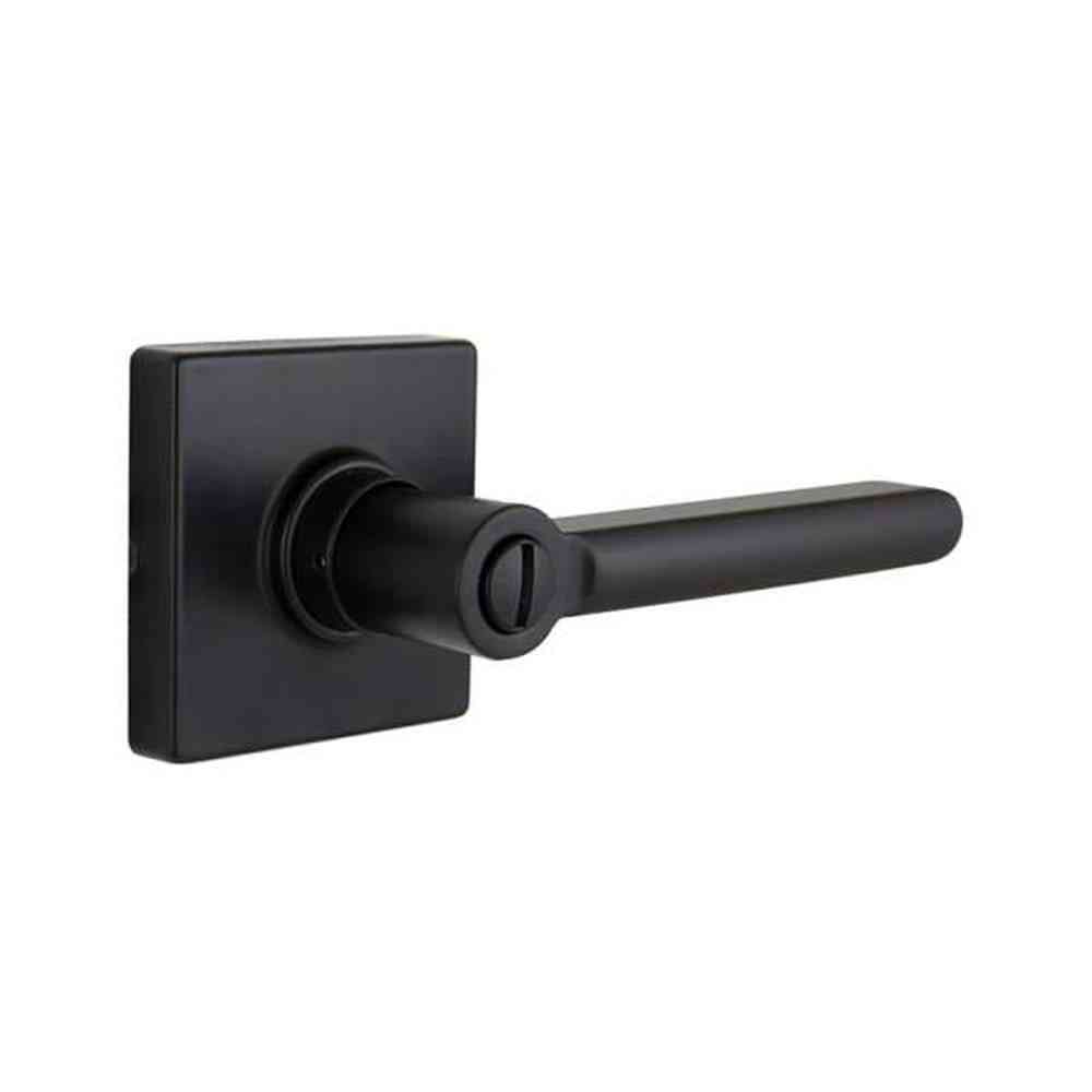 Tonebridge Matte Black Bed/Bath Door Lever with Square Rose
