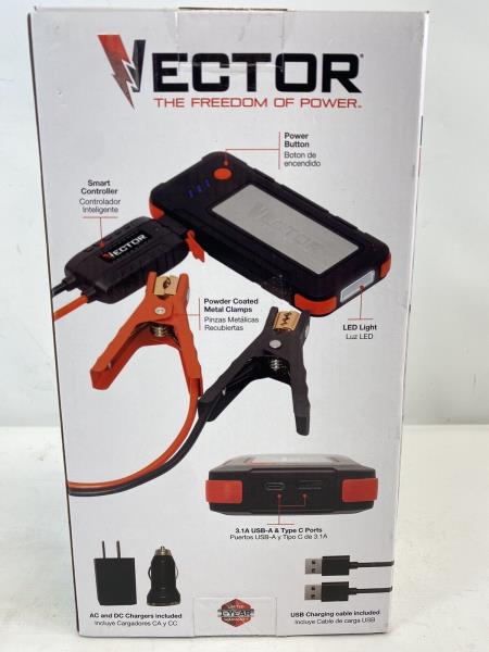 1600 Peak Amp Automotive Lithium Jump Starter, Portable Power - 15W USB-a & USB-C