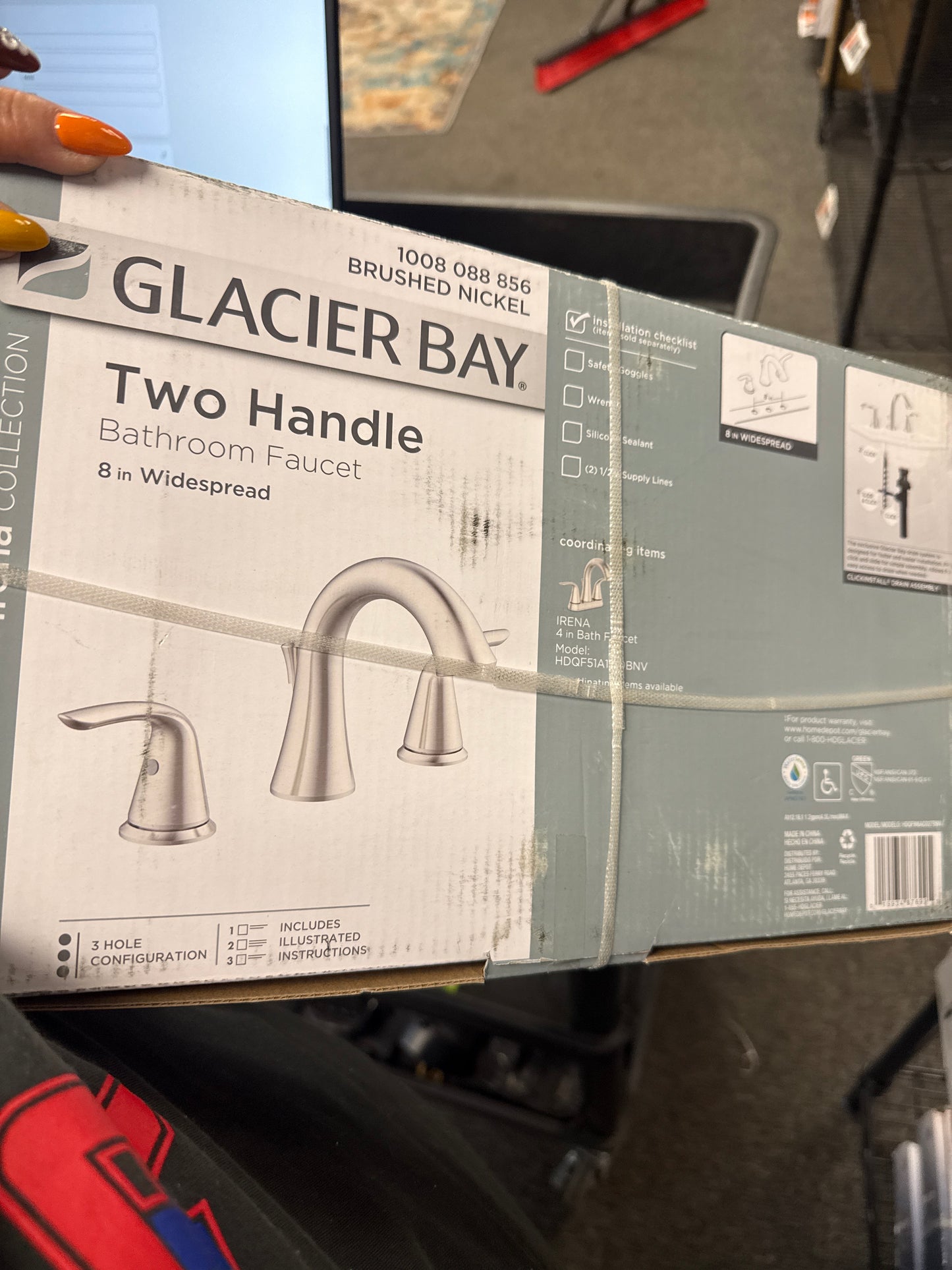 Glacier Bay Irena 8 in. Widespread 2-Handle Bathroom Faucet in Brushed Nickel