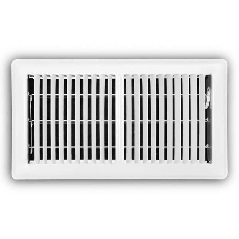 6 in. X 12 in. 2-Way Steel Floor Register in White