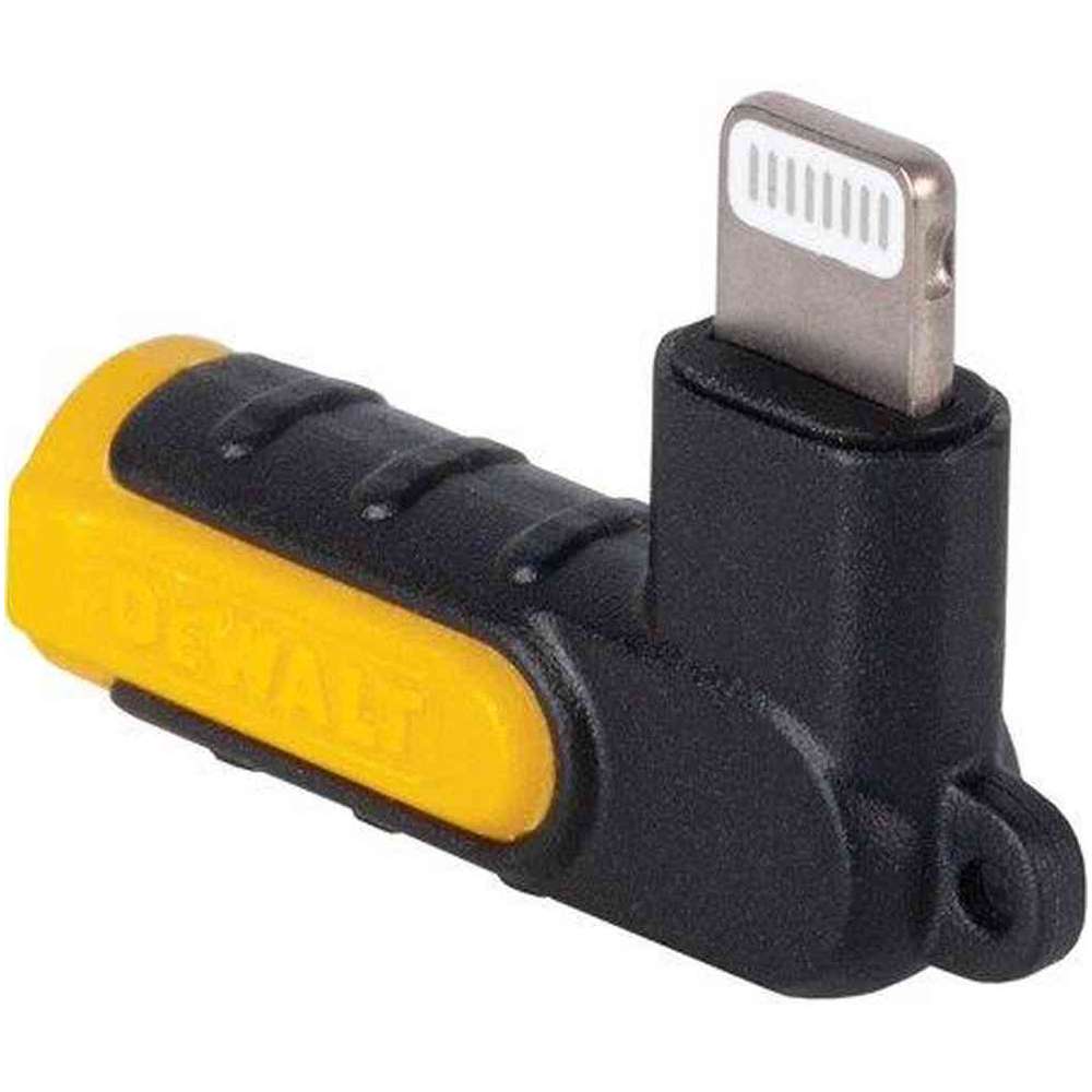 DEWALT 3.5mm to Lightning Adapter — 90-Degree Lightning Female to 3.5mm Male Headphone Jack Adapter for iPhone — Compatible Apple Lightning to 3.5