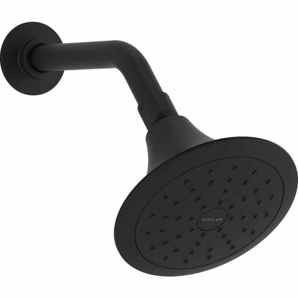 Forte 1-Spray Patterns 5.5 in. Single Wall Mount Fixed Shower Head in Matte Black