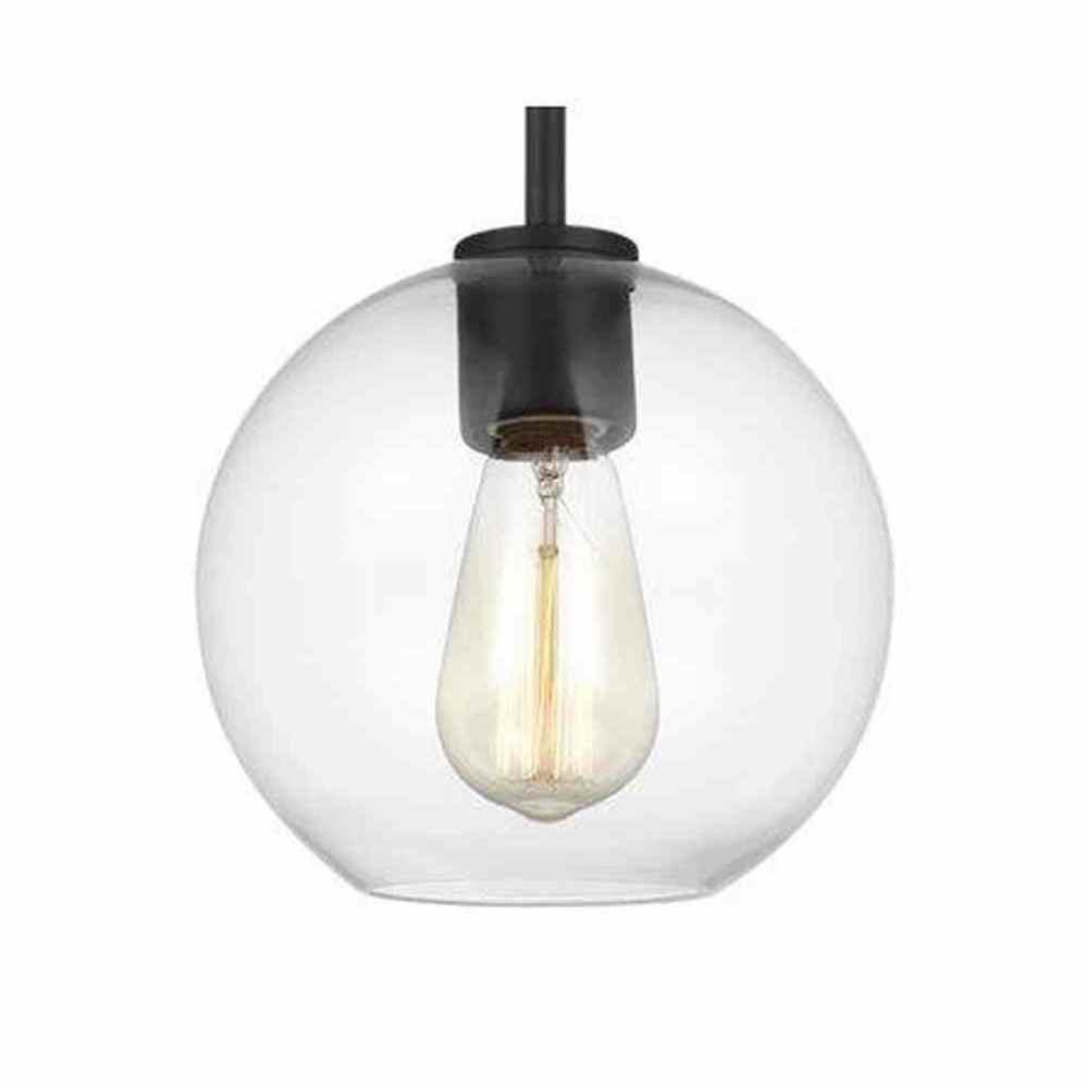 Orley 1-Light Midnight Black Pendant Light with Clear Glass Globe Shade