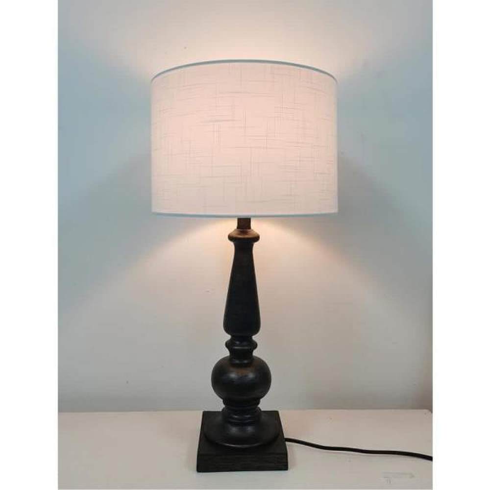 25 in. Turned Wood Finish Table Lamp