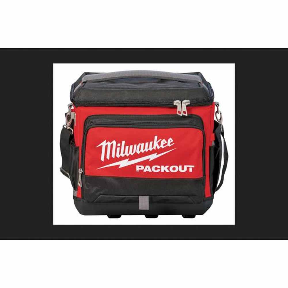 Milwaukee PACKOUT 15.75 in. W X 11.81 in. H Ballistic Nylon Cooler Utility Bag 6 Pocket Black/Red 1