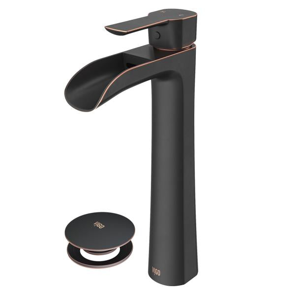 Niko Single Handle Single-Hole Bathroom Vessel Faucet Set with Pop-up Drain Set in Antique Rubbed Bronze