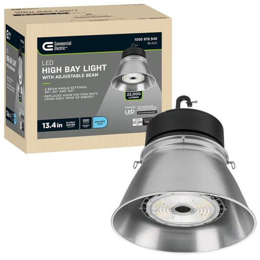 13.4 in.  High Output 22,000 Lumens 185-Watts Round Integrated LED High Bay Light Adjustable Beam Settings Dimmable