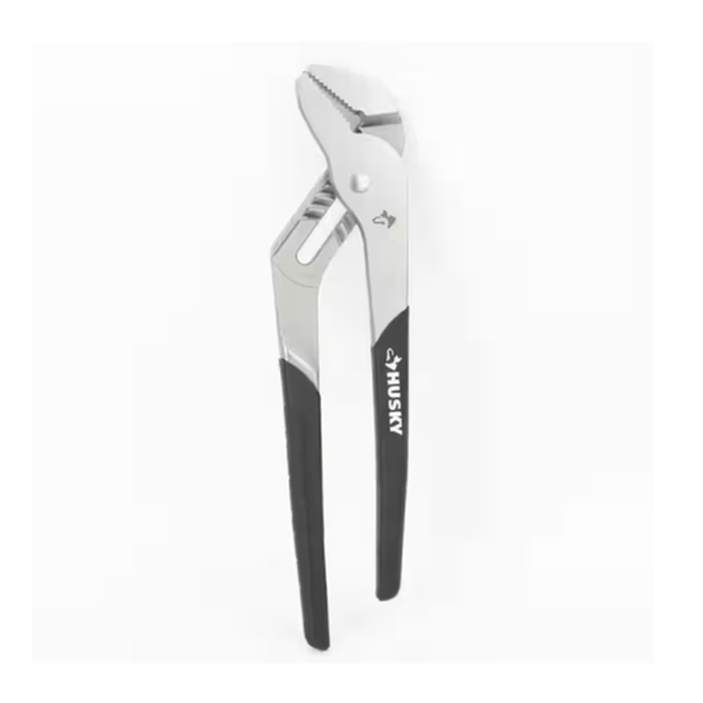 Husky 12 in. Groove Pliers with Rubber Handle