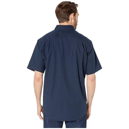 Carhartt Petite Men's Medium Navy Cotton/Spandex Rugged Flex Rigby Short Sleeve Work Shirt, Blue