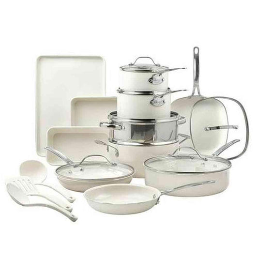 Gotham Steel Natural Collection 20-Piece Express Nonstick Cookware Set - Cream