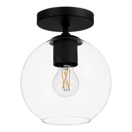 Vista Heights 8 in. 1 Matte Black Semi Flush Mount