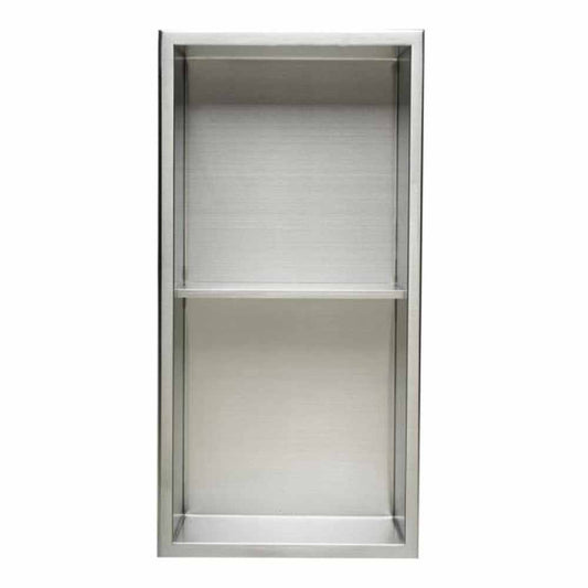 12 in. W X 24 in. H X 4 in. D Stainless Steel Double Shelf Bathroom Shower Wall Niche in Brushed Stainless Steel