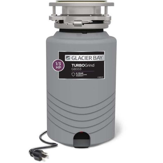 Glacier Bay Garbage Disposal 1/3HP Continuous Feed Compact Design W/ Power Cord