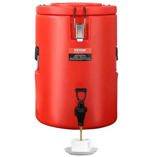 Stainless Steel Insulated Beverage Dispenser 4.5 Gal. 17.2L Hot and Cold Drink Food-Grade for Restaurant Shop (Red)