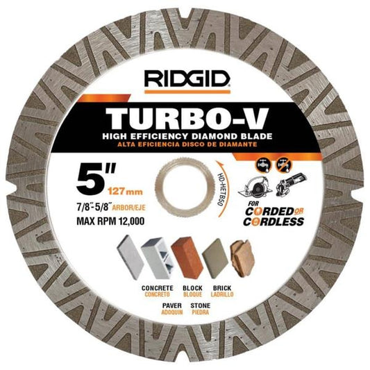 TURBO-V 5 in. Turbo Rim Diamond Blade for Masonry High Efficiency Cutting