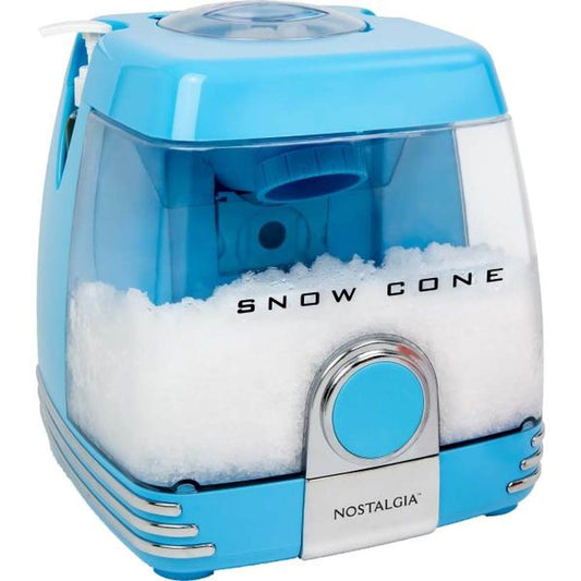 30 W Blue Snow Cone Maker with Two 4-oz. Reusable Pump Syrup Bottles