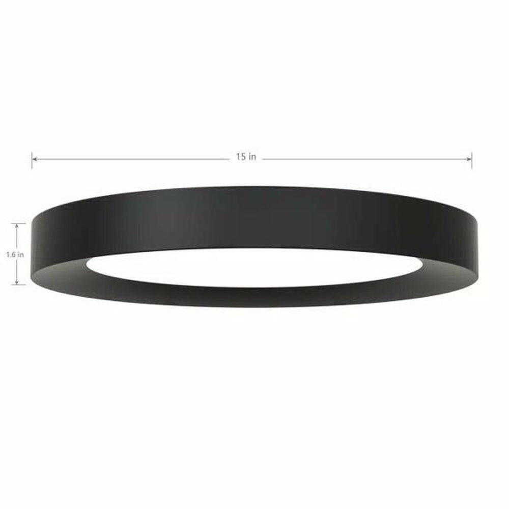 Home Decorators Calloway 15 in. Matte Black Selectable LED Flush Mount