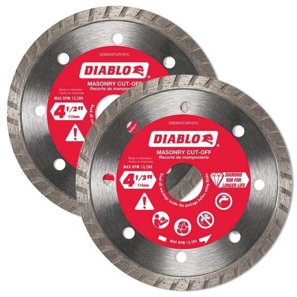 4-1/2 in. Turbo Rim Masonry Diamond Cut Off Blade Value Pack (2-Pack)