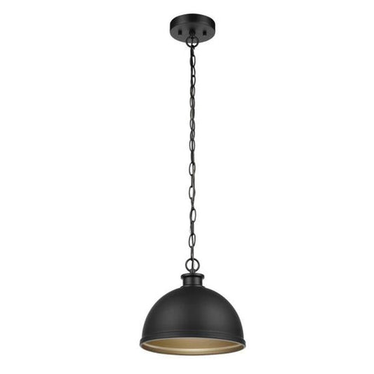 Talullah 1-Light Matte Black Pendant Lighting with Gold Interior