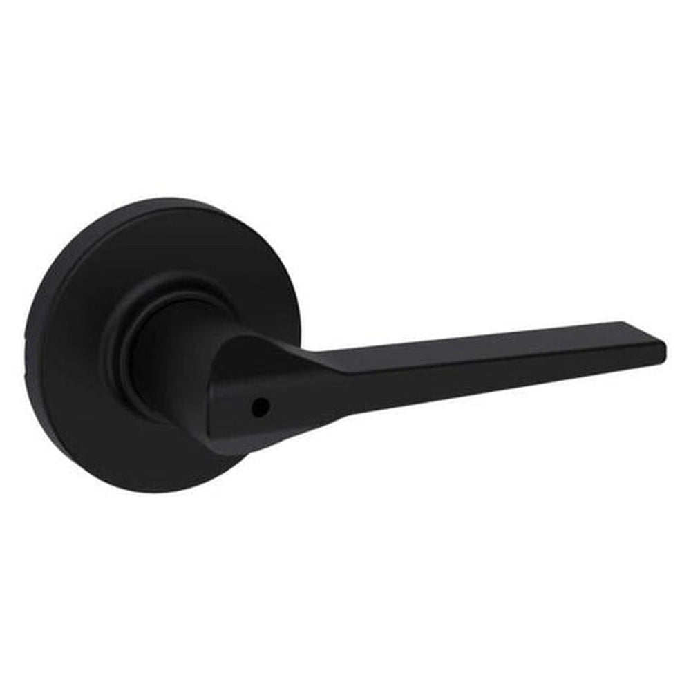 Hollis Round Rose Matte Black Privacy Bed/Bath Door Lever