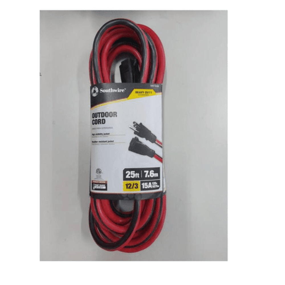 Southwire 25 ft. 12/3 SJTW Extension Cord in Red and Black