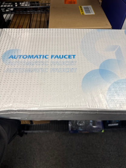 BWE Polished Chrome Touchless Bathroom Faucet Automatic Sensor with Hole Cover Plate Hands Free Bathroom Sink Water Tap with Control Box and Temperatu