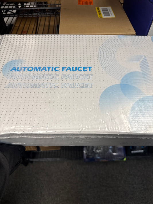 BWE Polished Chrome Touchless Bathroom Faucet Automatic Sensor with Hole Cover Plate Hands Free Bathroom Sink Water Tap with Control Box and Temperatu