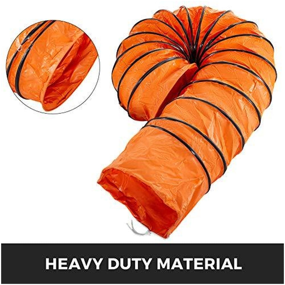 VEVOR 25ft Ducting Hose, PVC Flexible Duct Hosing with S Hook & Steel Support for 8inch Utility Blower