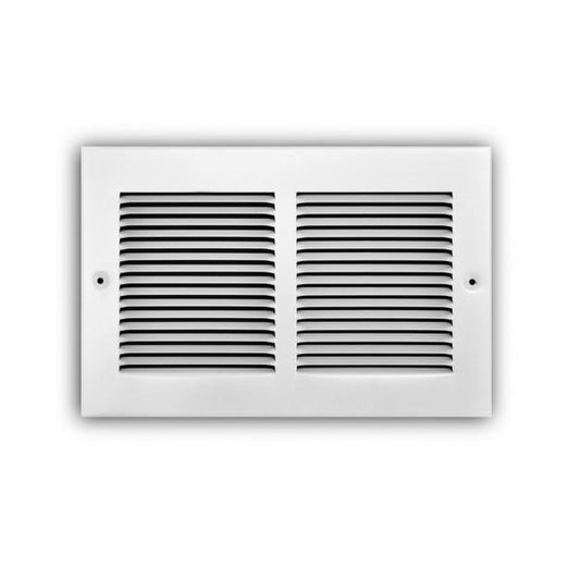 10 in. X 6 in. 1-Way Steel Baseboard Return Air Grille in White