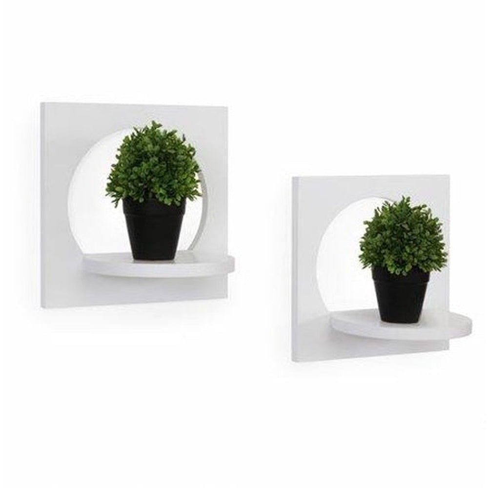 Silhouette 12 in. X 8 in. White Round Decorative Shelves (Set of 2)