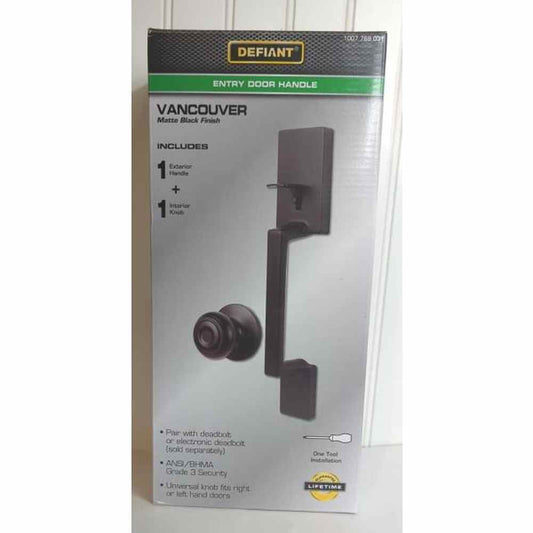 Vancouver Matte Black Entrance Door Handleset with Hartford Interior Knob