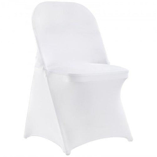 White Stretch Spandex Chair Covers 12-Pieces Folding Kitchen Chairs Cover Universal Washable Slipcovers Protector