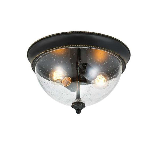 2-Light 13 in. Bronze Flush Mount Ceiling Light