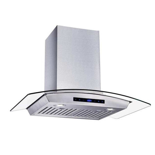 30 in. W Convertible Glass Wall Mount Range Hood with 2 Charcoal Filters in Stainless Steel