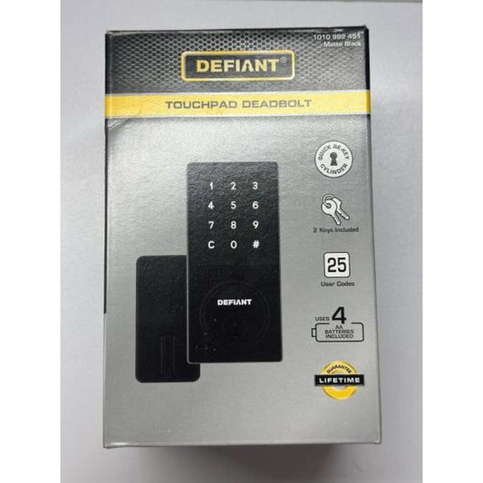(Sealed) DEFIANT Deadbolt Lock, Electronic & Touchpad - Matte Black