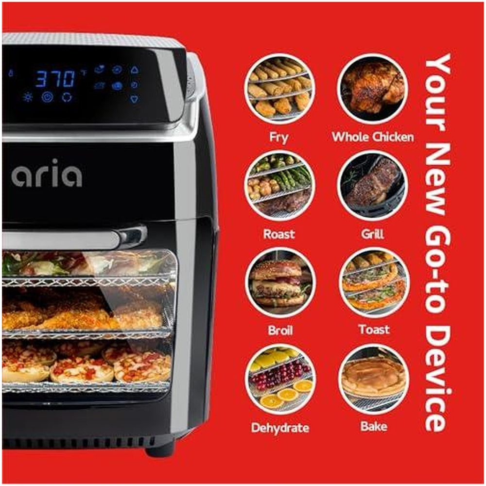 Aria 10 Qt. Touchscreen Air Fryer Oven with Premium Accessory Set and Recipe Book, Onyx