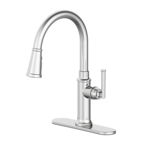 Oswell Single-Handle 3-Function Pull-Down Sprayer Kitchen Faucet in Stainless Steel