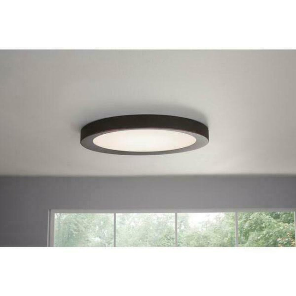 Home Decorators Calloway 15 in. Matte Black Selectable LED Flush Mount