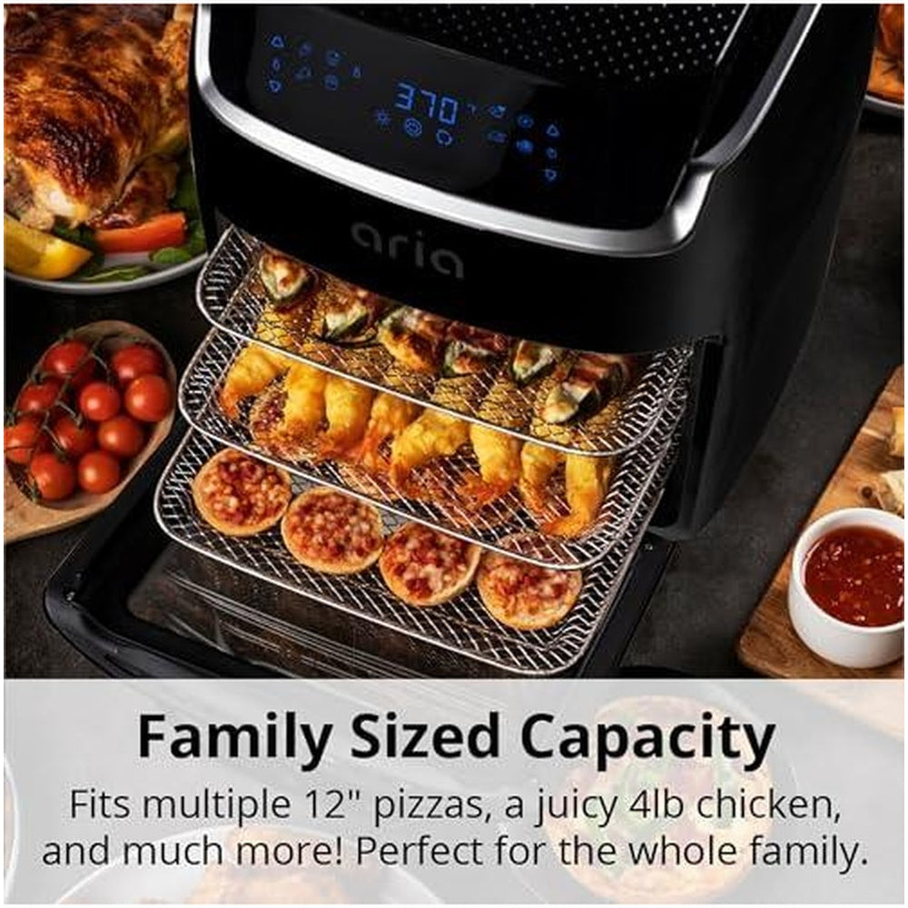 Aria 10 Qt. Touchscreen Air Fryer Oven with Premium Accessory Set and Recipe Book, Onyx