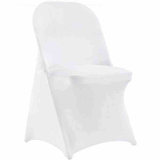 White Stretch Spandex Chair Covers 12-Pieces Folding Kitchen Chairs Cover Universal Washable Slipcovers Protector