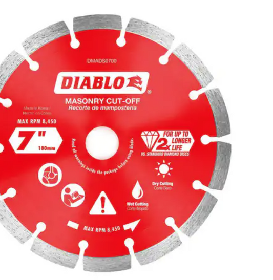7 in. Diamond Segmented Cut-Off Discs for Masonry