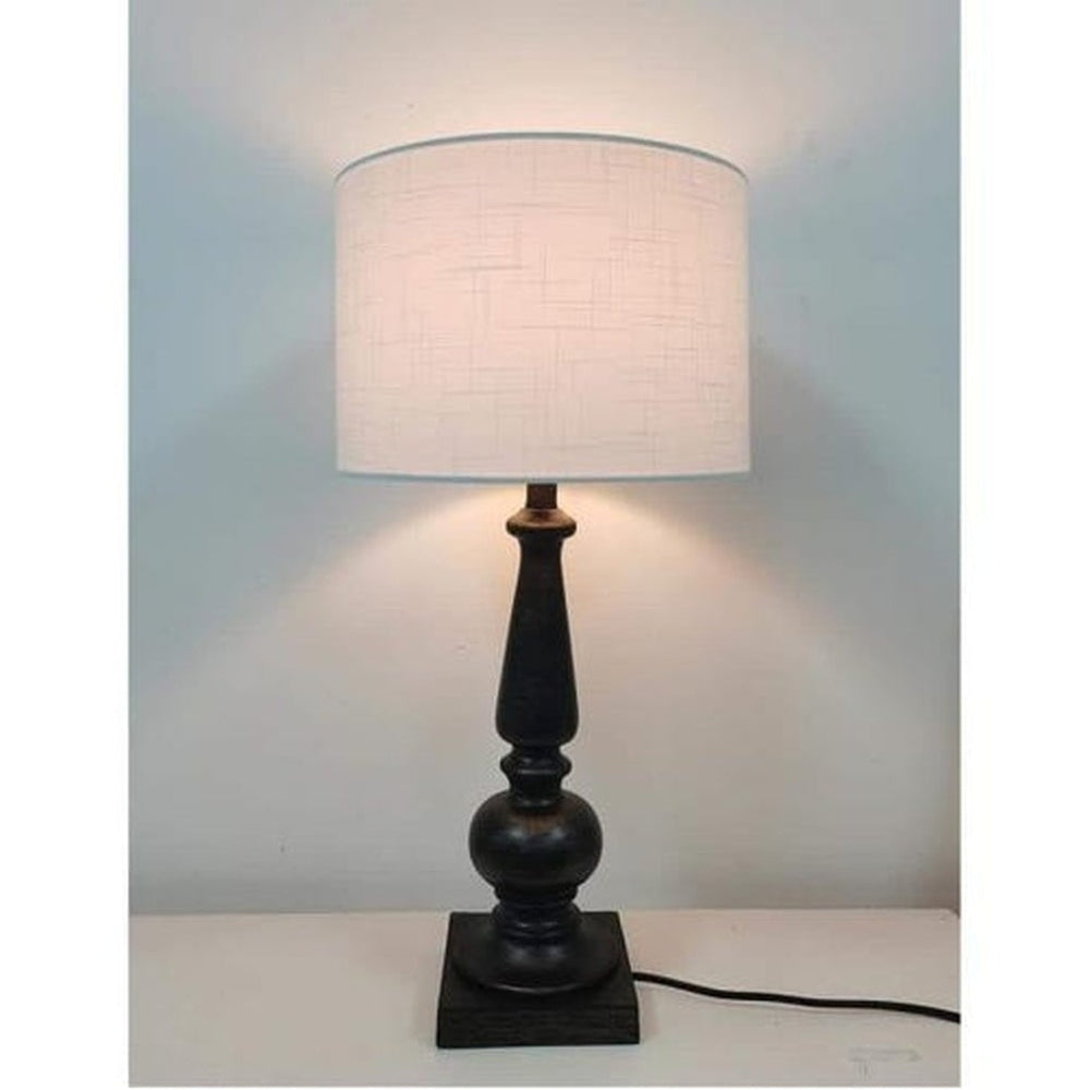 25 in. Turned Wood Finish Table Lamp